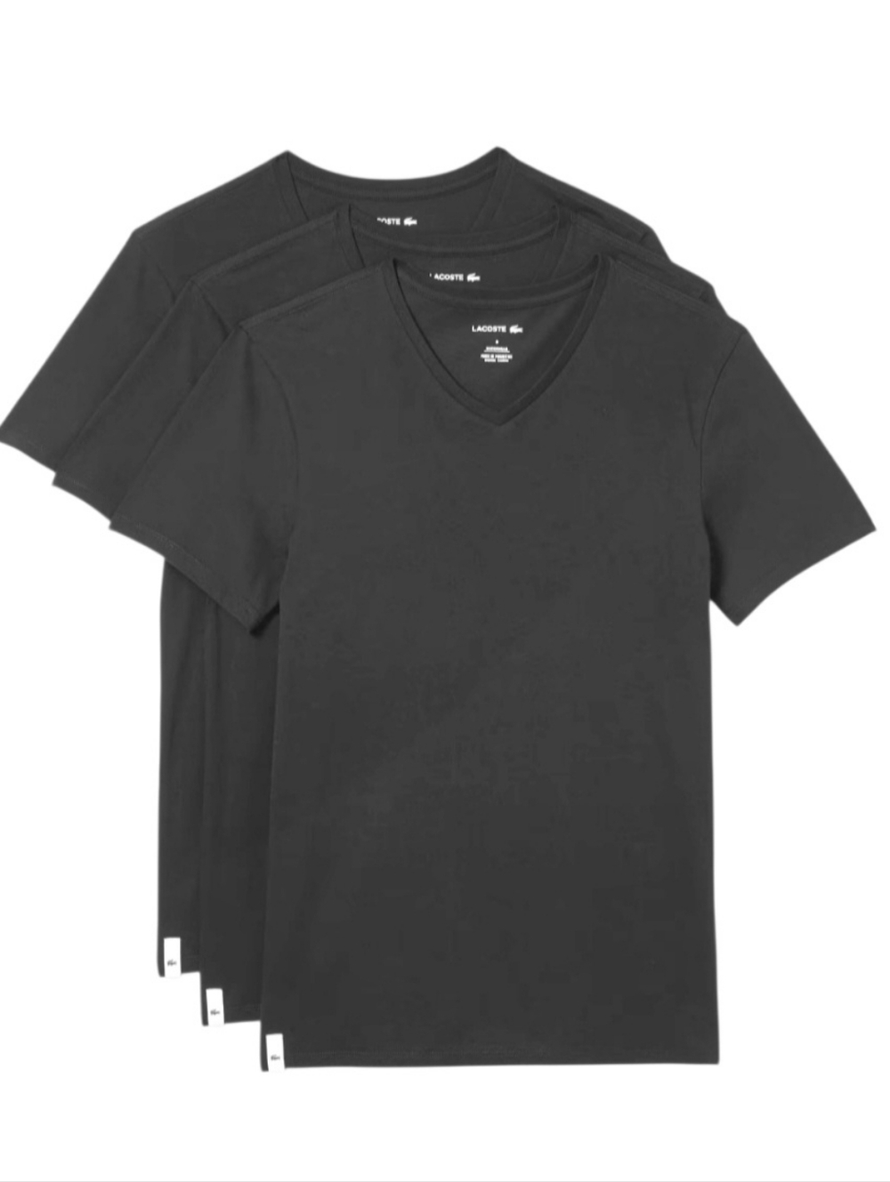 LACOSTE Classic Men's V-Neck T-Shirt NAVY BLUE 2- Pack NWOT